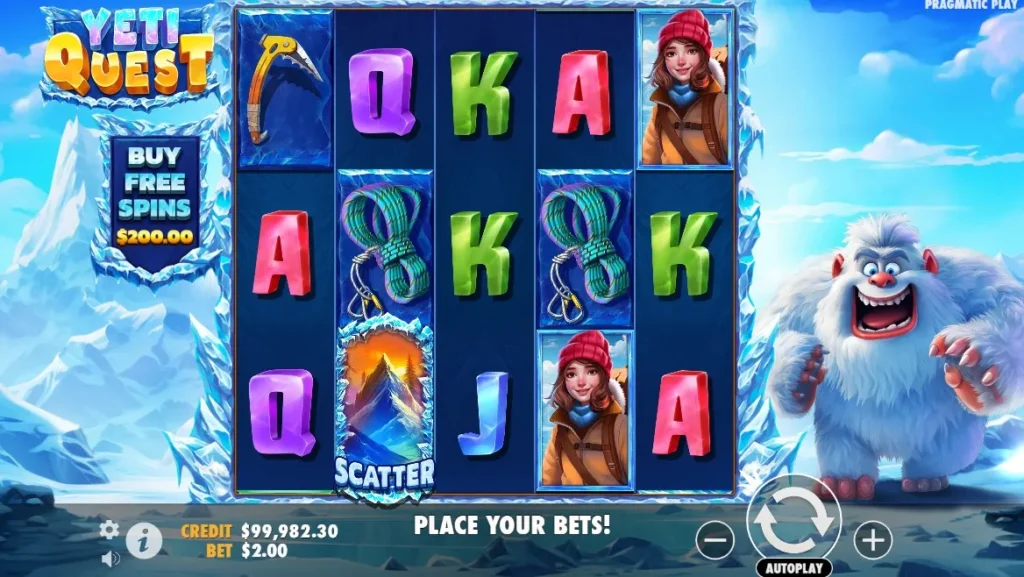 Scatters on the playing field of Yeti Quest Slot by Pragmatic Play